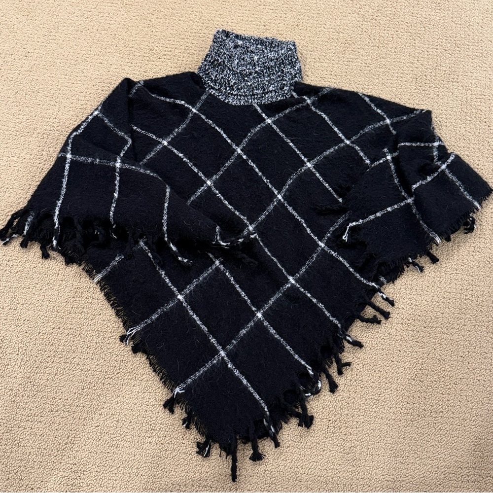 Michael Stars Black and White Turtleneck Poncho